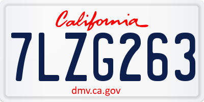 CA license plate 7LZG263