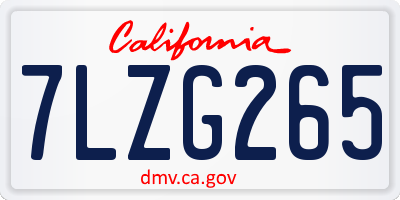 CA license plate 7LZG265
