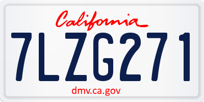 CA license plate 7LZG271