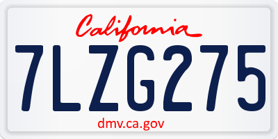CA license plate 7LZG275