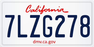 CA license plate 7LZG278