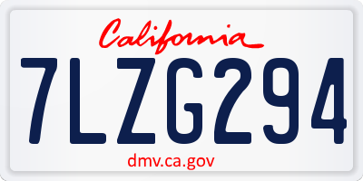 CA license plate 7LZG294