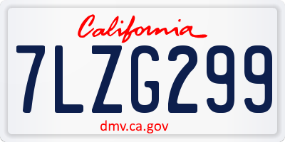CA license plate 7LZG299