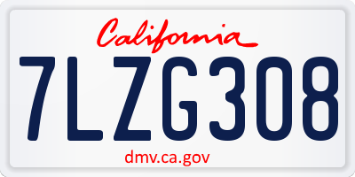 CA license plate 7LZG308