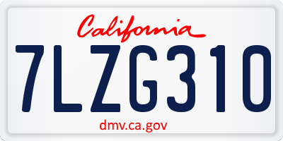 CA license plate 7LZG310