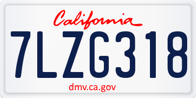 CA license plate 7LZG318