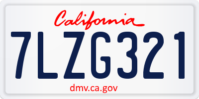 CA license plate 7LZG321