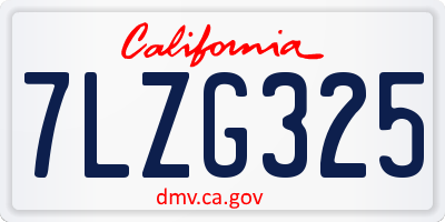 CA license plate 7LZG325