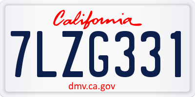CA license plate 7LZG331