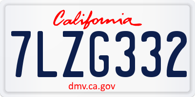 CA license plate 7LZG332