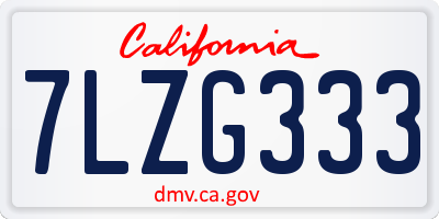 CA license plate 7LZG333