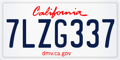 CA license plate 7LZG337