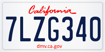 CA license plate 7LZG340