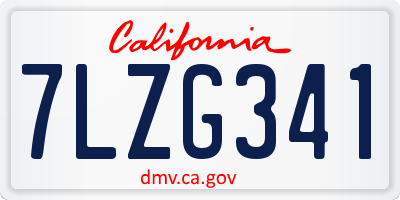 CA license plate 7LZG341