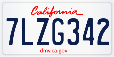 CA license plate 7LZG342