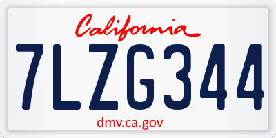 CA license plate 7LZG344
