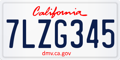 CA license plate 7LZG345
