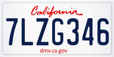 CA license plate 7LZG346