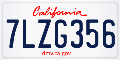 CA license plate 7LZG356