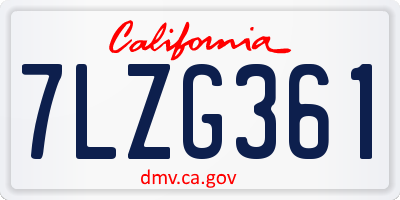 CA license plate 7LZG361