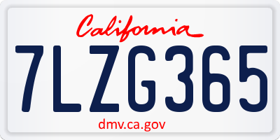 CA license plate 7LZG365