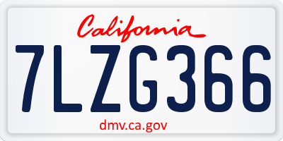 CA license plate 7LZG366