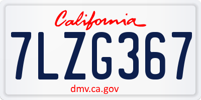 CA license plate 7LZG367