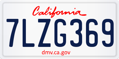 CA license plate 7LZG369