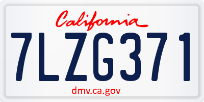 CA license plate 7LZG371