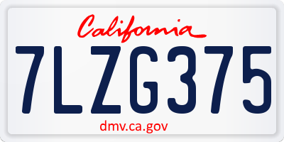 CA license plate 7LZG375