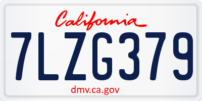 CA license plate 7LZG379