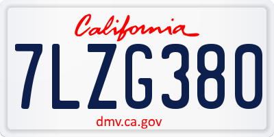 CA license plate 7LZG380