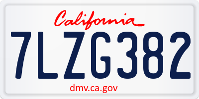 CA license plate 7LZG382