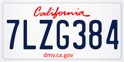 CA license plate 7LZG384