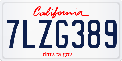 CA license plate 7LZG389