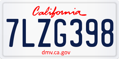 CA license plate 7LZG398