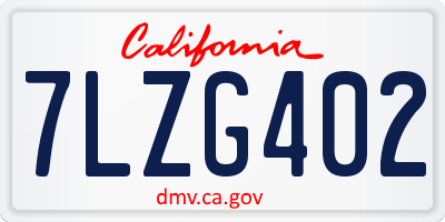 CA license plate 7LZG402