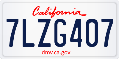 CA license plate 7LZG407