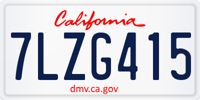 CA license plate 7LZG415