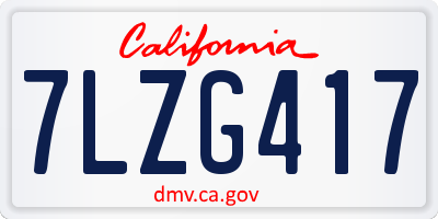 CA license plate 7LZG417