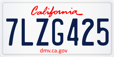 CA license plate 7LZG425