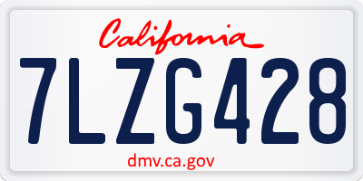 CA license plate 7LZG428