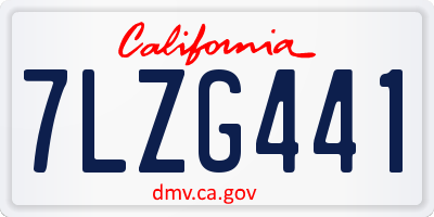 CA license plate 7LZG441