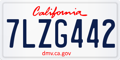 CA license plate 7LZG442