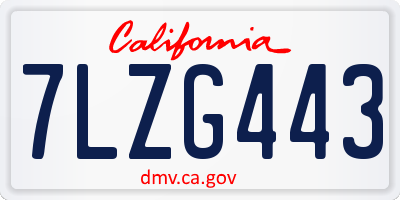 CA license plate 7LZG443