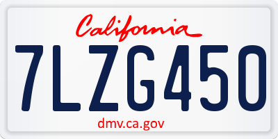 CA license plate 7LZG450