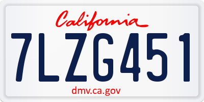 CA license plate 7LZG451