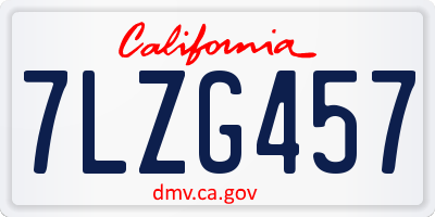 CA license plate 7LZG457