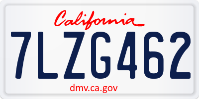 CA license plate 7LZG462