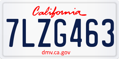 CA license plate 7LZG463